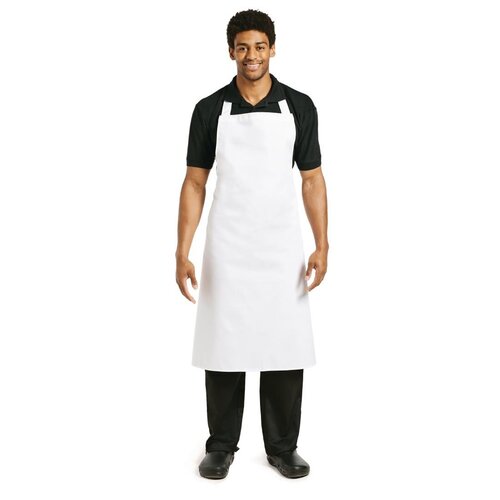 Whites Bib Apron White with Eyelets Polycotton Extra Large - 36-42"