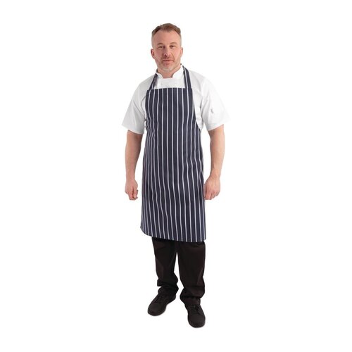 EDLP - Whites Bib Apron Blue/White Butchers Stripe - 28-38"