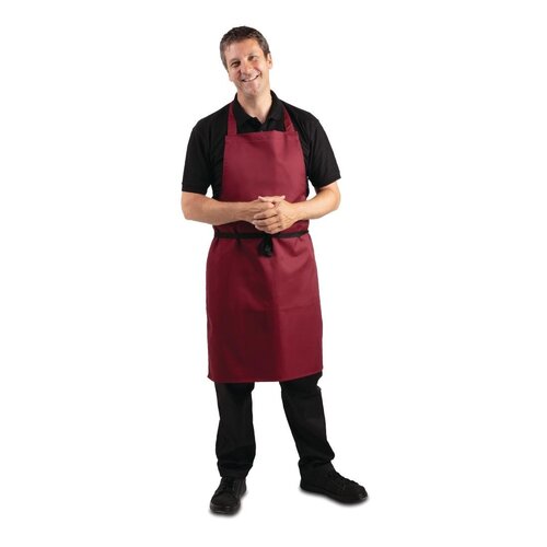 EDLP - Whites Bib Apron Polycotton Burgundy