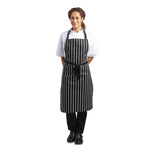 EDLP - Whites Black &amp; White Stripe Butchers Bib Apron