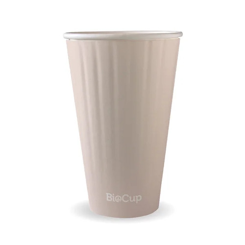 460ml / 16oz (90mm) Aqueous Leaf Double Wall BioCup - stone Pack Size 600