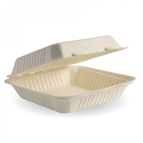 23x23x8cm (9x9x3") 3 compartment clamshell - natural Pack Size 200