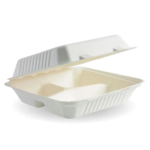 23x23x8cm 3 compartment clamshell - white Pack Size 200