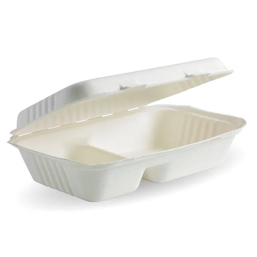 23x15x8cm (9x6x3") 2 compartment clamshell - white Pack Size 250