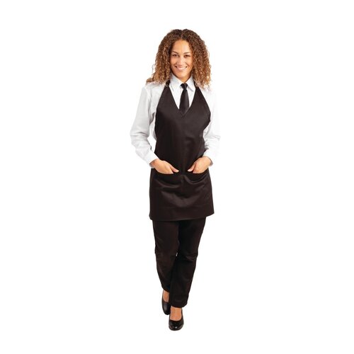 Whites V Neck Service Apron - Black