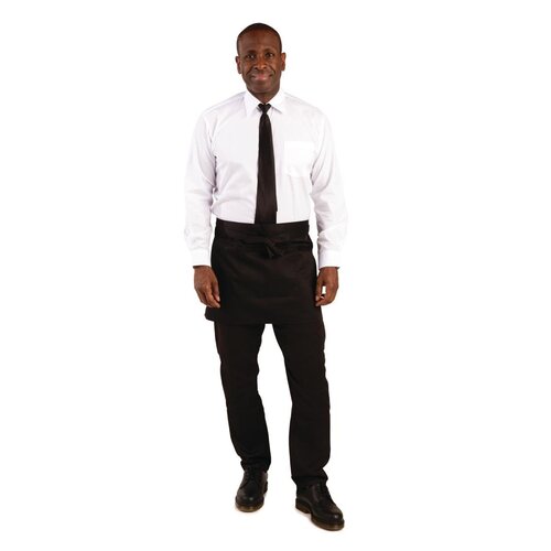 Whites Short Bistro Apron Black - 750x373mm 29.5x14.7"