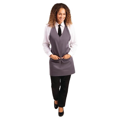 Whites V Neck Service Apron - Charcoal