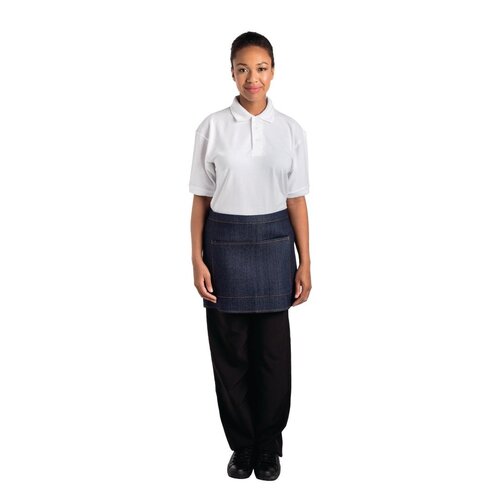 Southside Bistro Apron Denim Blue with Tan Tie - 700x430mm