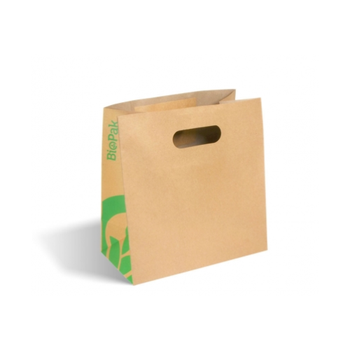 Small die cut handle paper bags - kraft Pack Size 250