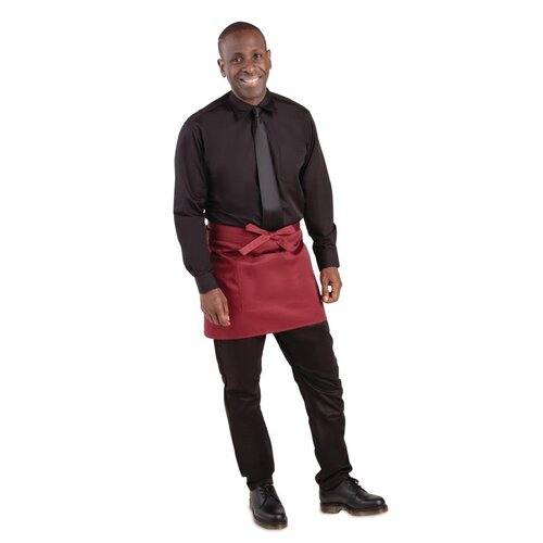 Whites Short Bistro Apron Burgundy - 750x373mm 29.5x14.7"