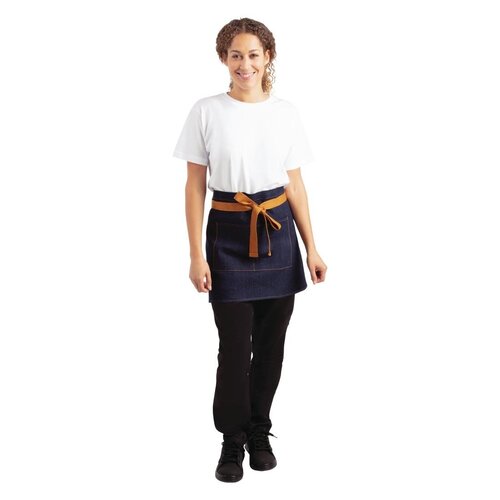 Southside Waist Apron Denim Blue (Tan Ties) - 700x430mm