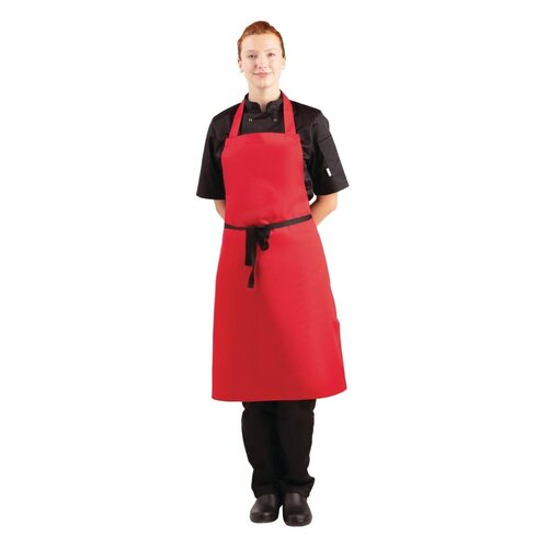 Whites Bib Apron Polycotton Red