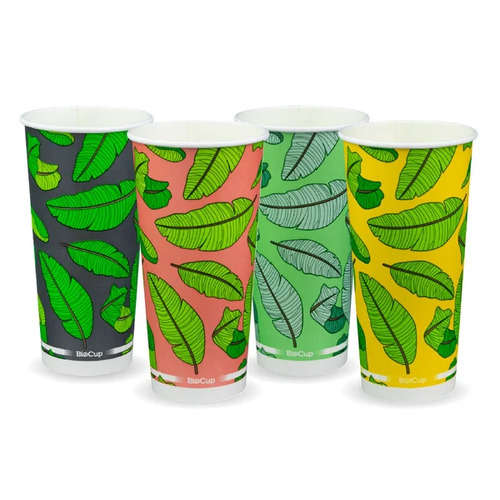 22oz BioCup Cold Cup - mixed colour leaf designs Pack Size 1000