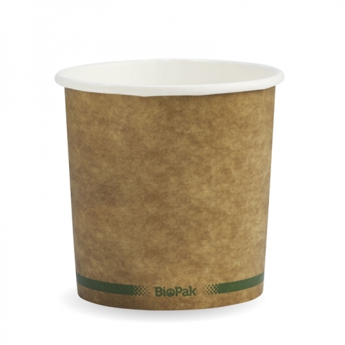 740ml (24oz) bowl - printed kraft-look green stripe