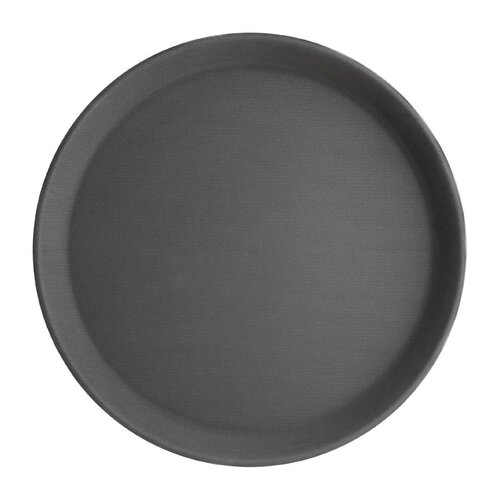 EDLP - Olympia Kristallon Round Tray Black Anti-Slip Plastic - 356mm 14"