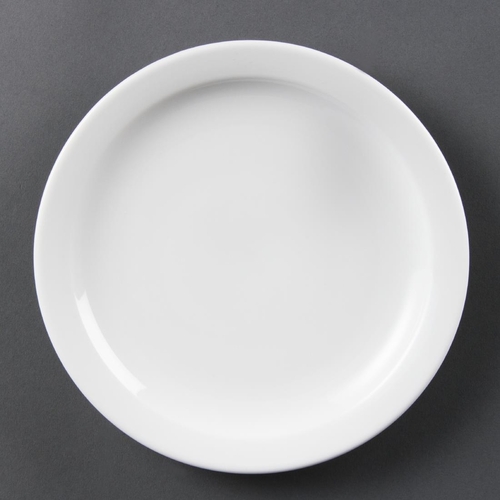 Olympia Whiteware Narrow Rimmed Plate - 20cm 8" (Box 12)