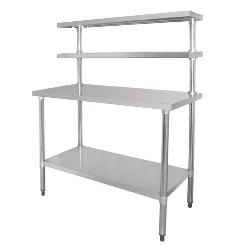 Vogue Table with Gantry Shelf St/St - 1500x1200x600mm 59x46 1/4x23 1/2"