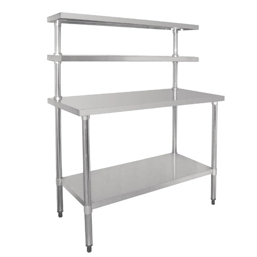 Vogue Table with Gantry Shelf St/St - 1500 x1800x600mm 59x70 3/4x23 1/2"