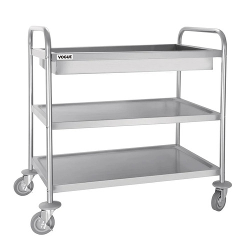 Vogue Deep Tray Clearing Trolley 3 Tier St/St - 940x855x535mm 37x33 1/2x21"