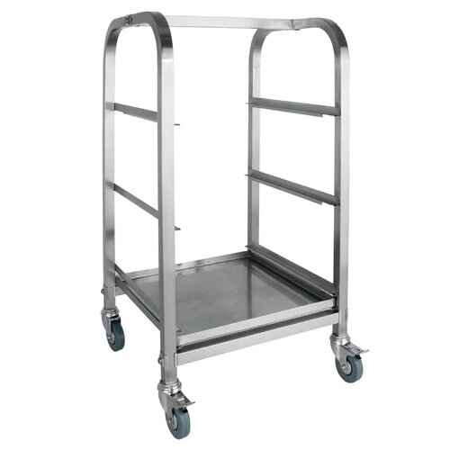 Vogue Glass Racking Trolley 3 Tiers for 350x430mm 14x17" Baskets