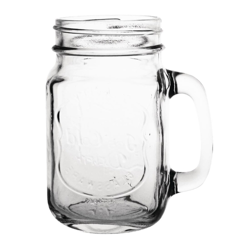 Olympia Handled Drinking Jar Printed "Ice Cold Drink" - 450ml 16oz (Box 12)