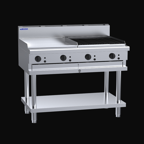 Professional Series 1200 Griddles 600 plate, 600 char &amp; shelf