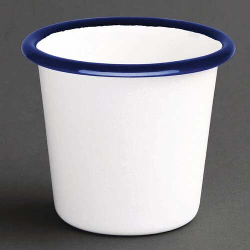 Olympia Enamel White/Blue Sauce Cup - 115ml 4oz (Box 6)