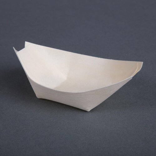 Fiesta Compostable Poplar Wooden Boat - 80mm (Pack 100)