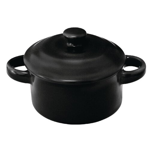 Olympia Tapas Mini Round Pot Matt Black 85x122x43mm 142ml 5oz (Box 4)