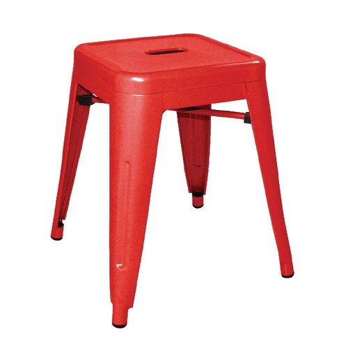 Red Steel Bistro Low Stool (Pack 4)