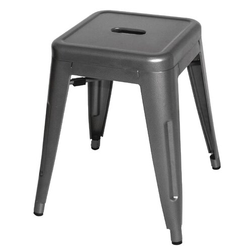 Gun Metal Grey Steel Bistro Low Stool (Pack 4)