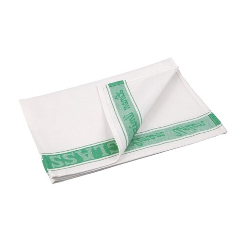 Vogue Glass Cloth Linen Union Green Border - 760x510mm 30x20"