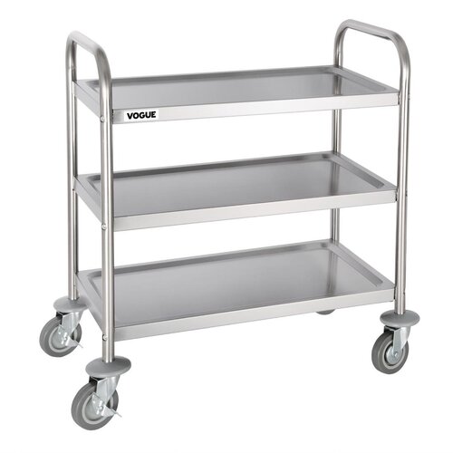 EDLP - Vogue 3 Tier Flat Pack Trolley St/St - 825H x 710L x 405Wmm 32.5x28x16"