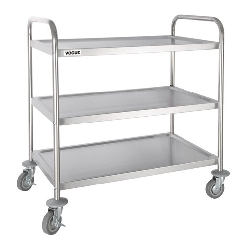 EDLP Vogue 3 Tier Flat Pack Trolley St/St  H940 x D537 x W875mm