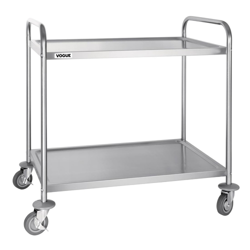 Vogue 2 Tier Flat Pack Trolley St/St - 855Lx535Wx940mmH