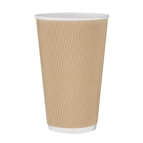 Fiesta Recyclable Hot Cups Ripple Wall Kraft - 455ml (16oz) (Sleeve 25)