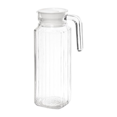 Olympia Ribbed Glass Jug with lid - 1Ltr (Box 6)