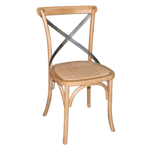 Wooden Dining Chair with Metal Cross Backrest (Box 2) Natural Finish