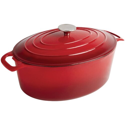 Vogue Oval Casserole Red - 110x243x295mm 5Ltr 169fl oz