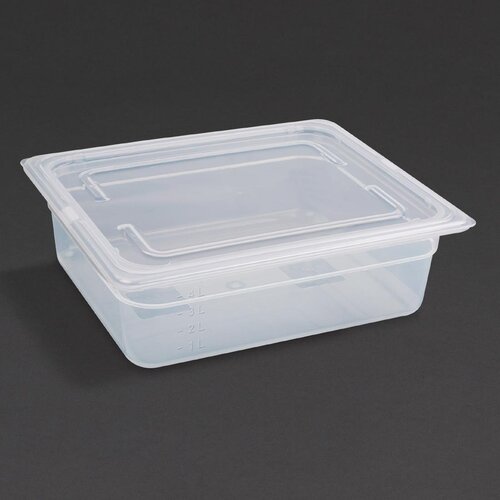 Vogue Polypropylene GN Pan - 1/2 with Lid 100mm (H) (Pack 4)