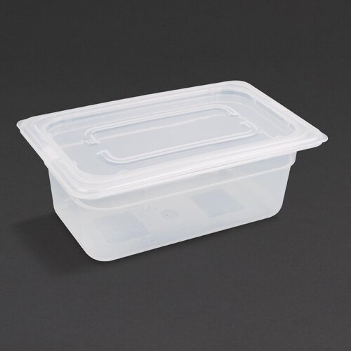 Vogue Polypropylene GN Pan - 1/4 with Lid 100mm (H) (Pack 4)