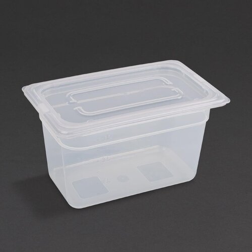 Vogue Polypropylene GN Pan - 1/4 with Lid 150mm (H) (Pack 4)