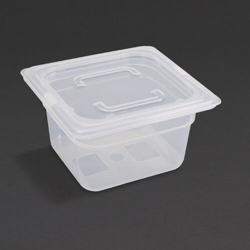 Vogue Polypropylene GN Pan - 1/6 with Lid 100mm (H) (Pack 4)