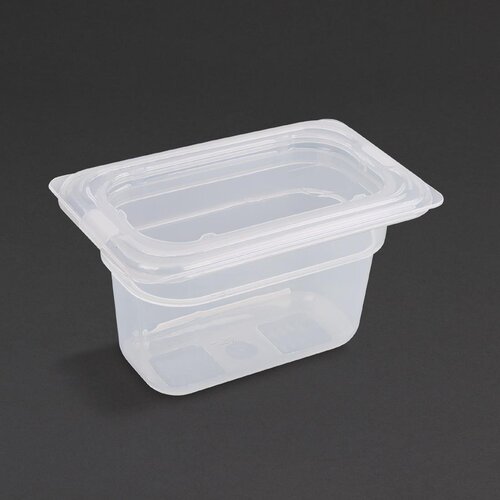 Vogue Polypropylene GN Pan - 1/9 with Lid 100mm (H) (Pack 4)