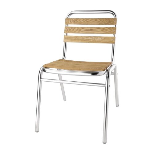 Bolero Aluminium &amp; Ash Bistro Sidechair (Pack 4)