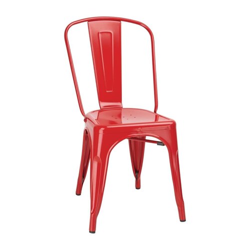 Bolero Red Steel Bistro Side Chair (Pack 4)