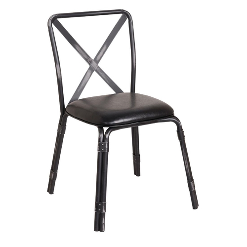 Bolero Steel Chair (Antique Black) with Black PU Seat (Pack 4)