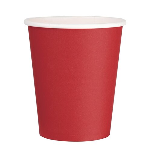 Fiesta Recyclable Hot Cups Single Wall Red - 228ml (8oz) (Sleeve 50)