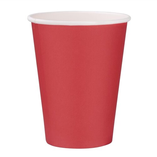 Fiesta Recyclable Hot Cups Single Wall Red - 340ml (12oz) (Sleeve 50)