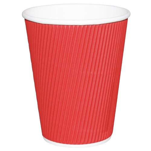 Fiesta Recyclable Hot Cups Ripple Wall Red - 228ml (8oz) (Sleeve 25)